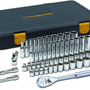 GearWrench 80550P 56-Piece 3/8-Inch Drive SAE/Metric 6 Point Standard and Deep Socket Set