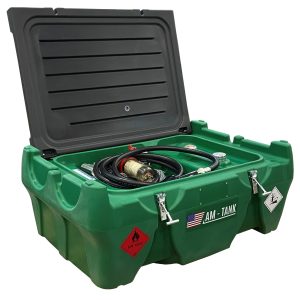 AM-TANK Portable 58 gal Diesel Tank to fit under Truck Tonneau Cover with 12V Pump, Particulate and Water Filter, 13ft hose and Auto-Nozzle.