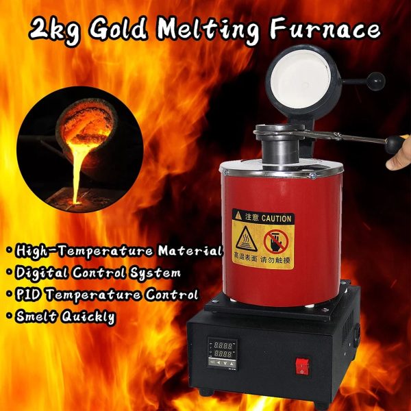 SHANGNIULU Gold Melting Furnace, 2KG Electric Digital Smelting Furnace 1400W 2100F PID Smelter Kiln Kit Casting Refining Jewelry Precious Metals Gold Silver Copper Aluminum (110v) - Image 5