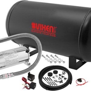Vixen Air Suspension Kit for Truck/Car Bag/Air Ride/Spring. On Board System- 200psi Compressor, 6 Gallon Tank. For Boat Lift,Towing,Lowering,Leveling Bags,Onboard Train Horn,Semi/SUV VXO4863CF