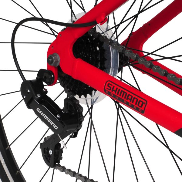 Hyper Bicycle 700c Men's Spin Fit Hybrid Bike, Black and Red - Image 4