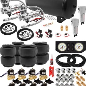Vixen Air Suspension Kit for Truck/Car Bag/Air Ride/Spring. On Board System- Dual 200psi Compressor, 6 Gallon Tank. For Boat Lift,Towing,Lowering,Load Leveling,Onboard Train Horn VXX3804PW/4863DCF