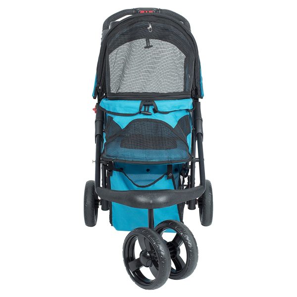 Durable Folding Pet Stroller with Mesh Sides for Dogs & Cats, Mermaid (Open Box) - Image 4