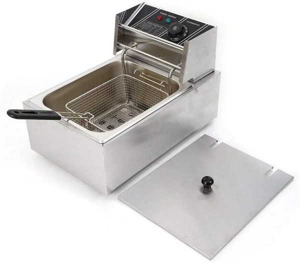 FETCOI 1700W 6L Single Tanks Electric Countertop Deep Fryer Commercial Stainless Steel Large Capacity Fryer Tabletop Restaurant kitchen Frying Machine with Basket - Image 2