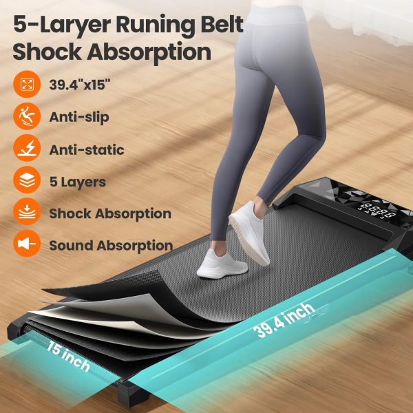 CoolHut Walking Pad, Under Desk Treadmill, 4-in-1 Home/Office Treadmill, No Installation, Low Noise, LED Display, 265 lb. Capacity with Remote Control - Image 2