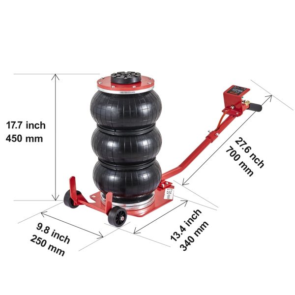 BENTISM Air Jack, 3 Ton/6600 lbs Triple Bag Air Jack, Airbag Jack with Six Steel Pipes, Lift up to 17.7 inch/450 mm, 3-5 s Fast Lifting Pneumatic Jack, with Long Handles for Car Repair - Image 8