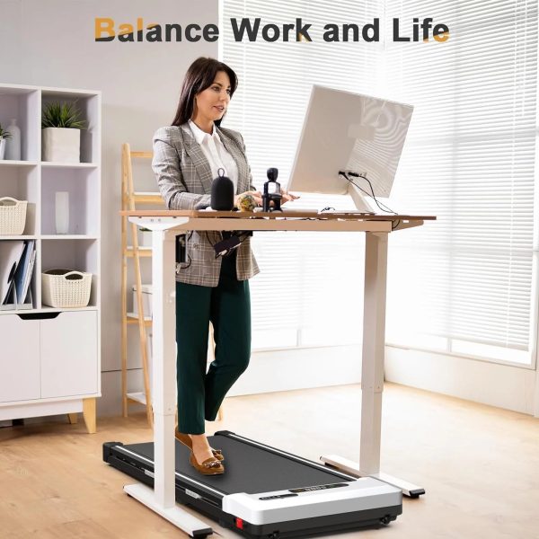 CoolHut 2.5Hp Walking Pad, Walking Area 2 in 1 Under Desk Treadmill,300lb Walking Treadmill with Remote Control and LED Display, Quiet, Compact & Small Treadmill for Home & Office. White - Image 2