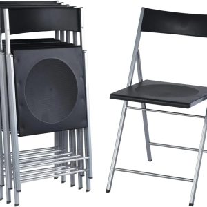 Homylin Commercial Folding Chairs Pack of 6, Lightweight Saving-Space Plastic Seat and Steel Frame for Home Office Waiting Indoor Room Party Outdoor Events, Black