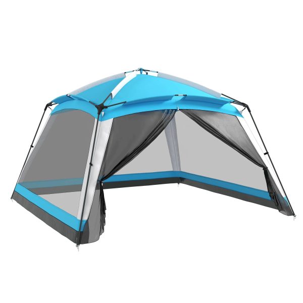 Outsunny 12' x 12' Screen House Room, 8 Person Camping Tent w/ Carry Bag and 4 Mesh Walls for Hiking, Backpacking, and Traveling, Easy Set Up, Sky Blue - Image 2