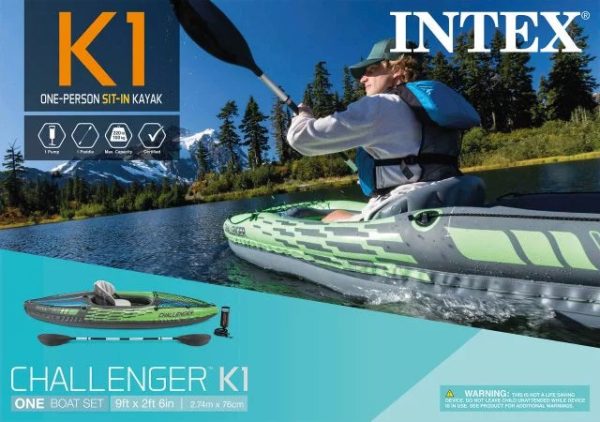 Intex Challenger K1 Inflatable Kayak with Oar and Hand Pump - Image 4