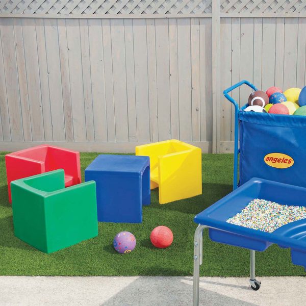 Children's Factory Indoor Outdoor Kids Cube Chair For Classroom & Playroom, Blue - Image 7