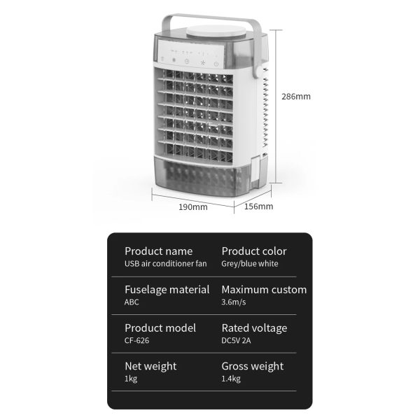 Homester Portable Air Conditioners Fan, 1000ml Tank Evaporative Air Cooler with 3 Speed Humidify & 7 LED Light Cooling Fan for Indoor Home Office Bedroom - Image 11