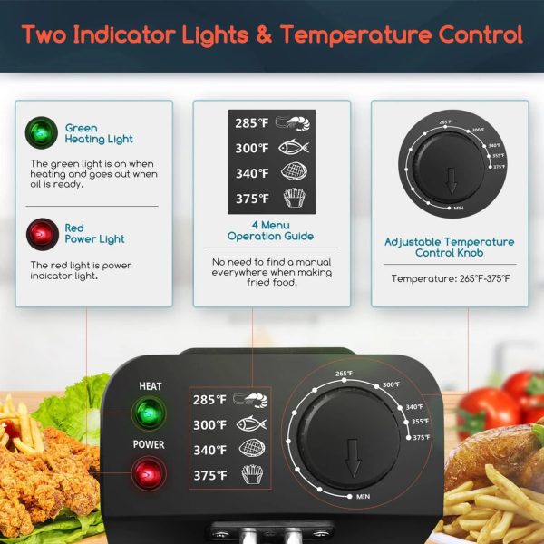 Deep Fryer, Electric Deep Fat Fryers with Baskets, 3 Liters Capacity Oil Frying Pot with View Window, ETL Certificated, 1650W Ushas - Image 2