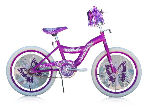 PlayWorld 20" BMX S-Type Frame Bicycle Coaster Brake One Piece Crank Purple Rims White Tire Kid's Bike - Purple