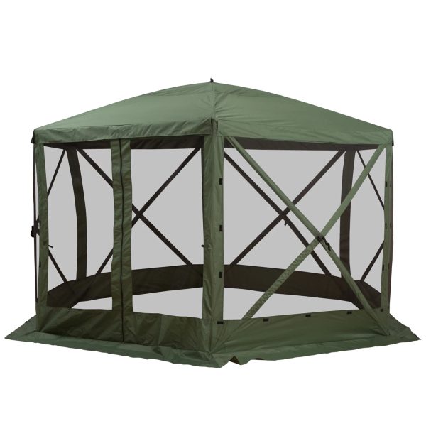 Outsunny 12' x 12' Hexagon Screen House, Pop Up Tent Portable Gazebo Canopy Shelter with Mesh Netting Walls, Carry Bag and Shaded Interior, Green - Image 2