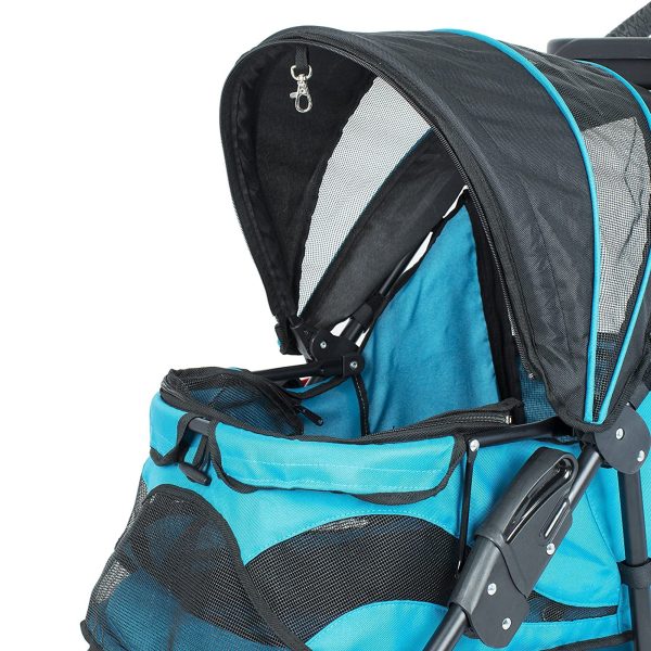 Durable Folding Pet Stroller with Mesh Sides for Dogs & Cats, Mermaid (Open Box) - Image 5