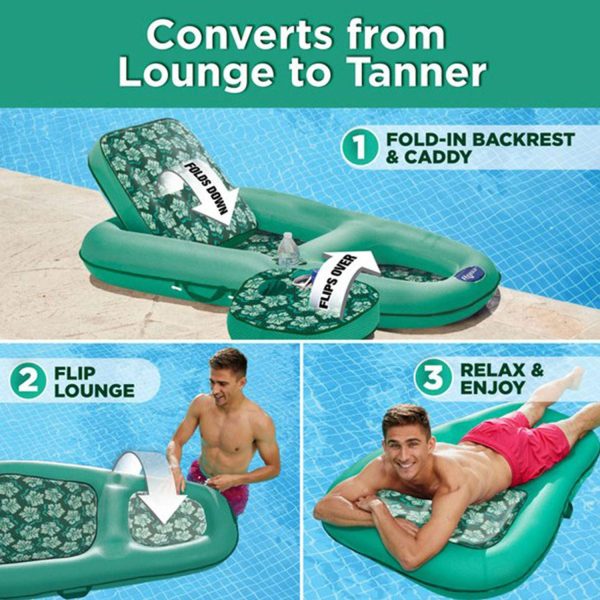Aqua Leisure Campania 2 in 1 Convertible Water Lounger Pool Inflatable， Floral - Image 3