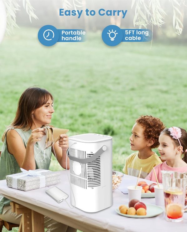 Portable Air Conditioners Fan, Air Cooler Evaporative 180°Auto Rotation, 3 Wind Speed, 2-4H Timer, Mini Cooling Fan for Room Home Bedroom Office - Image 7