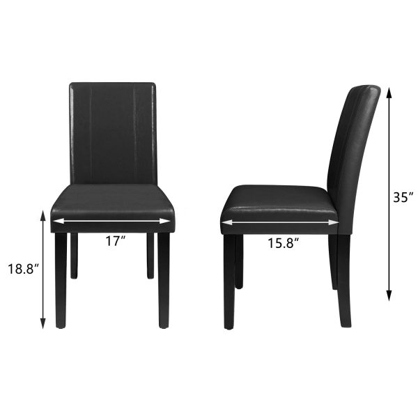 Lacoo Set of 4 Urban Style PU Leather Dining Chairs with Wood Legs, Black - Image 7