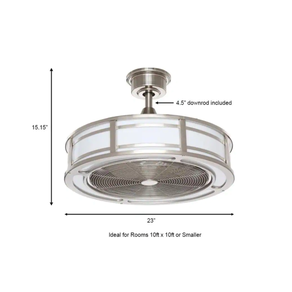 Home Decorators Collection Brette II 23 in. LED Indoor/Outdoor Brushed Nickel Ceiling Fan with Light and Remote Control - Image 5