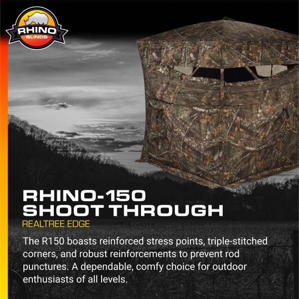 RHINO Blinds R150-RTE 3 Person Hunting Ground Blind, Realtree Edge - Image 2