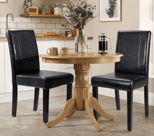Lacoo Set of 4 Urban Style PU Leather Dining Chairs with Wood Legs, Black - Image 5