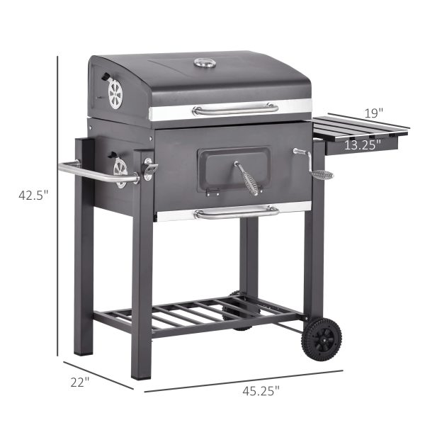 Outsunny Charcoal BBQ Grill, Outdoor Portable Cooker, Gray - Image 7