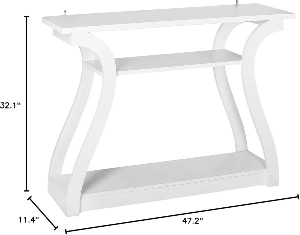 Console Table, Entryway Table with 3 Tier Storage Shelves, Narrow Long Sofa Table for Entryway, Living Room, Hallway, Couch, Foyer, White - Image 3