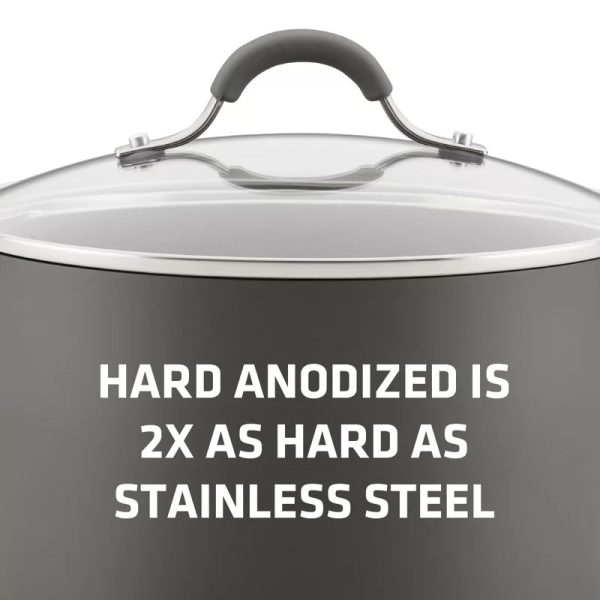 Circulon 83909 Radiance 10 qt. Hard-Anodized Aluminum Nonstick Stock Pot in Gray with Glass Lid - Image 4
