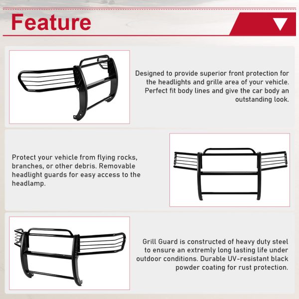 Kojem Front Bumper Grille Brush Headlight Guard Black Steel for 2000-06 Toyota Tundra 01 02 03 04 Sequoia - Image 3