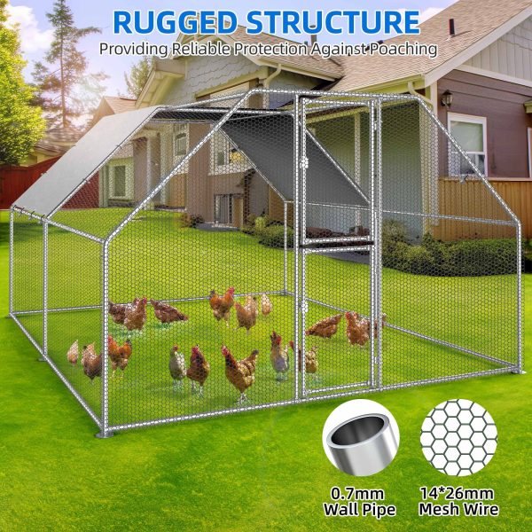 Dextrus Chicken Run Coop 13.1 x 9.8 x 6.4 ft Large Metal Chicken Coop Spire Shaped, Walk-in Hen Cage, Outdoor Poultry Cage with Waterproof Cover and Wire Mesh for Backyard,Yard Outdoor - Image 10
