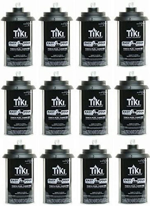 Tiki 1317054 Easy Pour Metal Replacement Torch Fuel Canisters w/Wick - Quantity 12