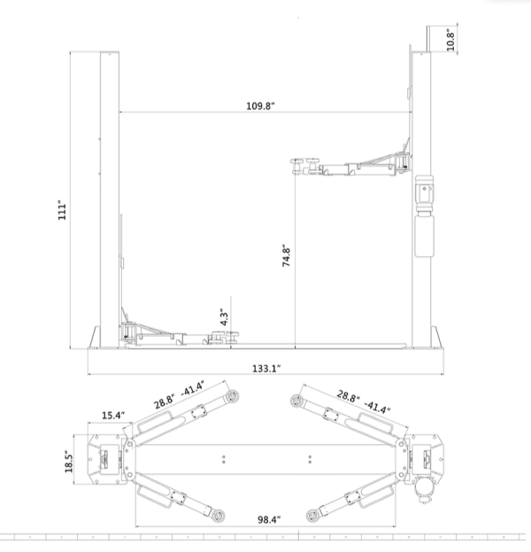 Aston Technologies* 2-Post Car Lift 10000 lbs. Single Point Lock Release AL-100XH - Image 11