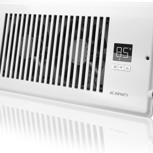 AC Infinity AIRTAP T4�� Quiet Register Booster Fan with Thermostat Control. Heating Cooling AC Vent. Fits 4�� x 10�� Register Holes.