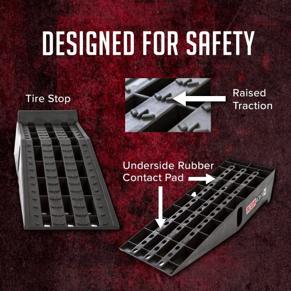 Black Widow PSR295 Plastic Car Service Ramps - Lifts Vehicles 6.25in H for Maintenance or Oil Changes - Each Ramp is 12in W - Pack of Two - 10,000 lbs. Capacity Per Pair - Image 2
