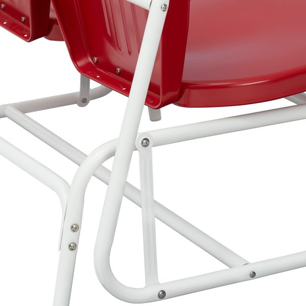 Mainstays Retro Red Outdoor Steel Glider Loveseat - Image 4
