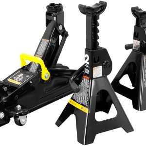 Torin DAT82001B Hydraulic Trolley Service/Floor Jack Combo with 2 Jack Stands, 2 Ton (4,000 lb) Capacity, Black