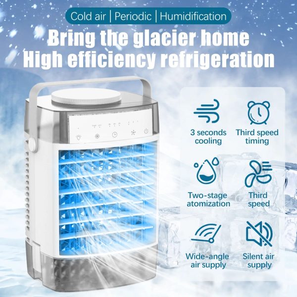 Homester Portable Air Conditioners Fan, 1000ml Tank Evaporative Air Cooler with 3 Speed Humidify & 7 LED Light Cooling Fan for Indoor Home Office Bedroom - Image 2