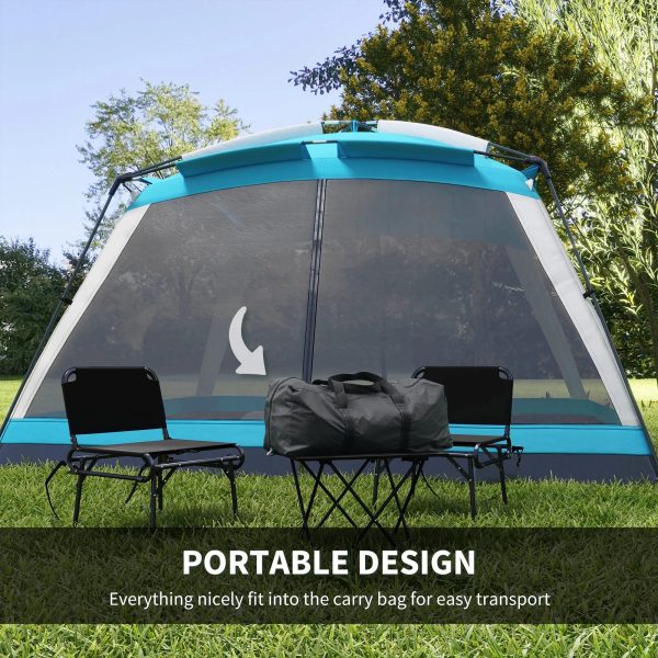 Outsunny 12' x 12' Screen House Room, 8 Person Camping Tent w/ Carry Bag and 4 Mesh Walls for Hiking, Backpacking, and Traveling, Easy Set Up, Sky Blue - Image 5