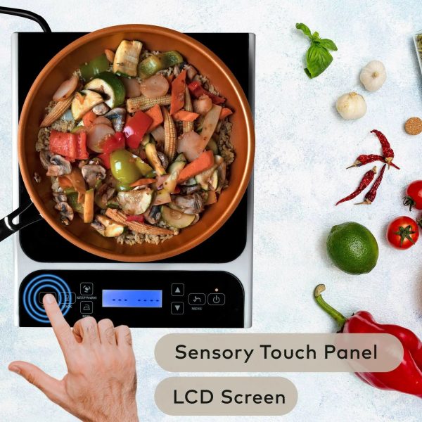 ChefWave LCD 1800W Portable Induction Cooktop w/ Safety Lock, Bonus 10in Fry Pan - Image 9