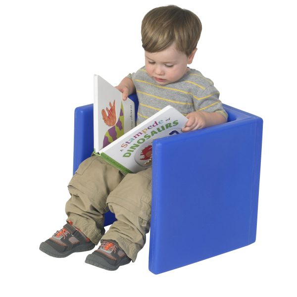 Children's Factory Indoor Outdoor Kids Cube Chair For Classroom & Playroom, Blue - Image 6