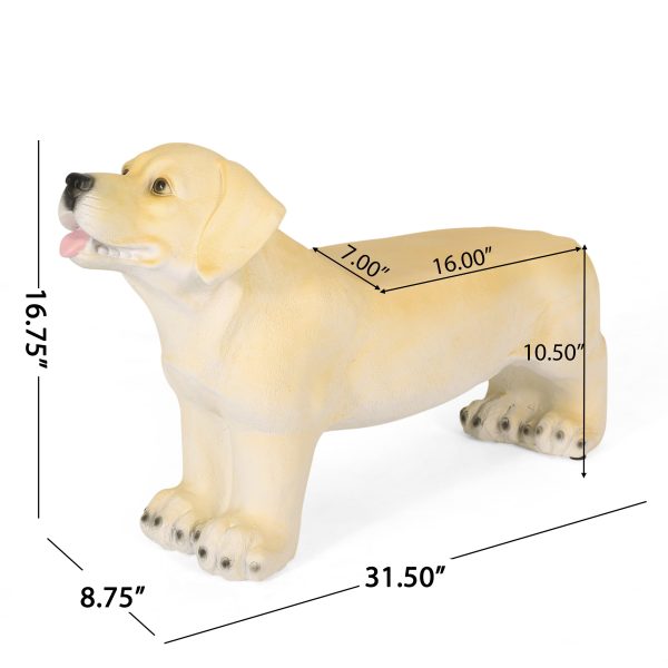 Hargis Outdoor Labrador Dog Garden Bench, Light Brown - Image 9