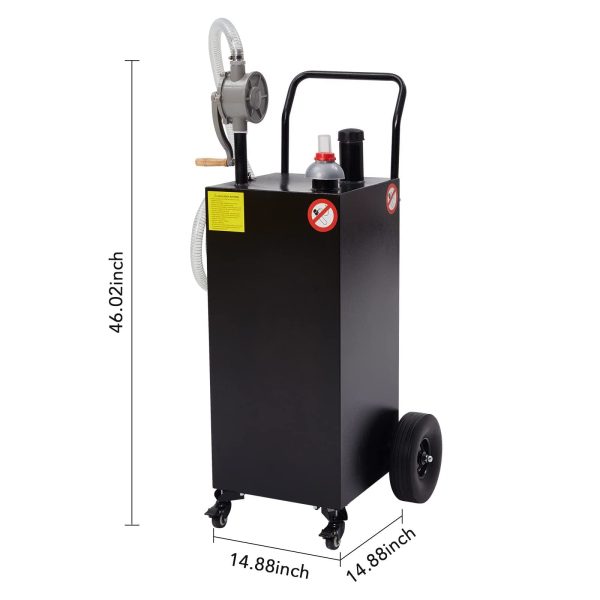 GymChoice Fuel Caddy 30 Gallon Gas Storage Tank，Portable Fuel Tank with Pump and Wheels Portable Fuel Storage Tank for Car, Lawnmower, ATV, Boat, Motorcycle - Image 2