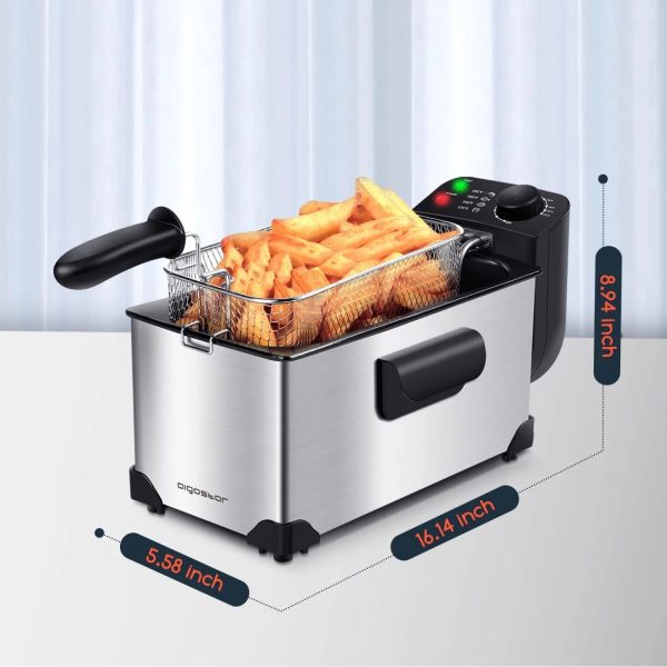 Deep Fryer, Electric Deep Fat Fryers with Baskets, 3 Liters Capacity Oil Frying Pot with View Window, ETL Certificated, 1650W Ushas - Image 4