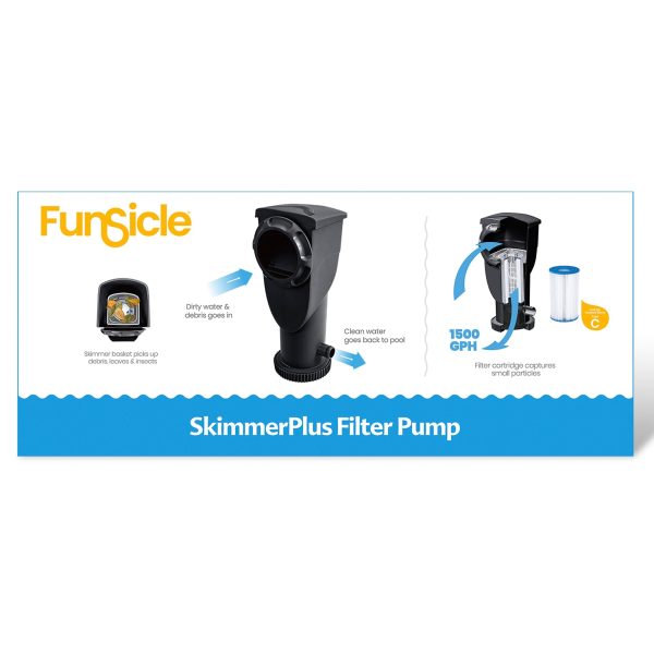 Funsicle 1500 Gallon SkimmerPlus Filter Pump System for Above Ground Pool, Black - Image 3
