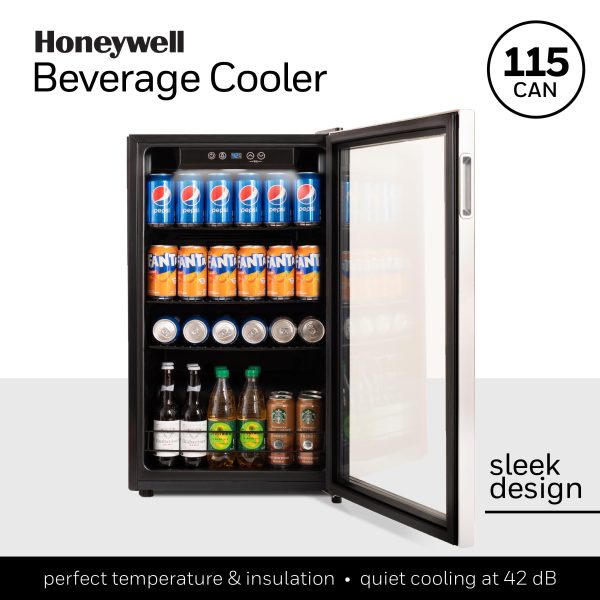 Honeywell Beverage Refrigerator and Cooler, 115 Can Mini Fridge with Glass Door for Soda Beer or Wine for Office or Bar with Adjustable Removable Shelving - Image 5
