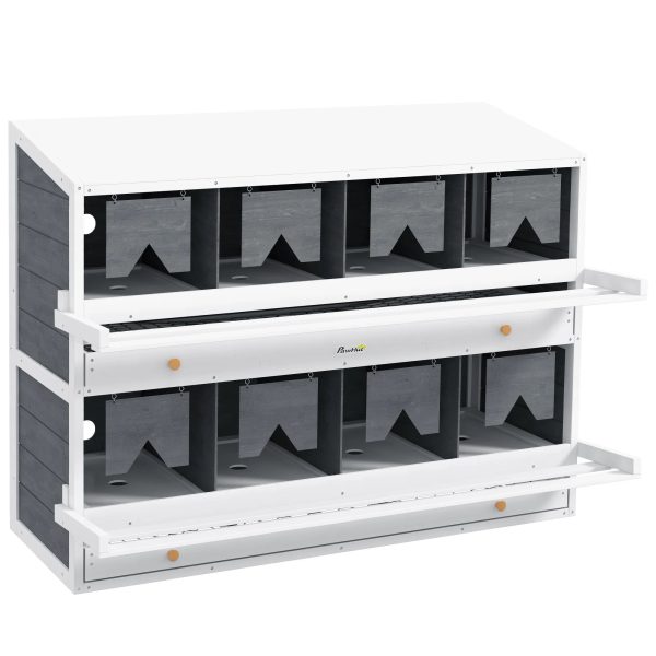 PawHut Nesting Boxes for Chickens W/ 2 Egg Collection Trays, 8 Compartments - Image 2