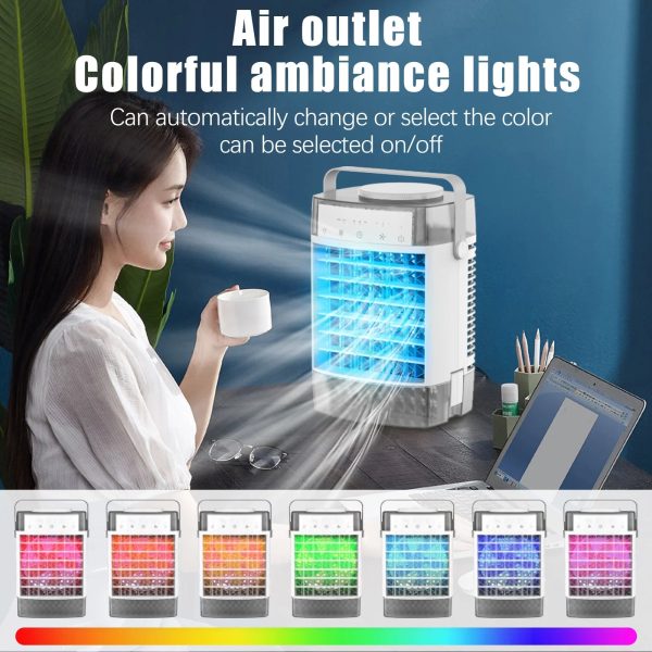 Homester Portable Air Conditioners Fan, 1000ml Tank Evaporative Air Cooler with 3 Speed Humidify & 7 LED Light Cooling Fan for Indoor Home Office Bedroom - Image 5