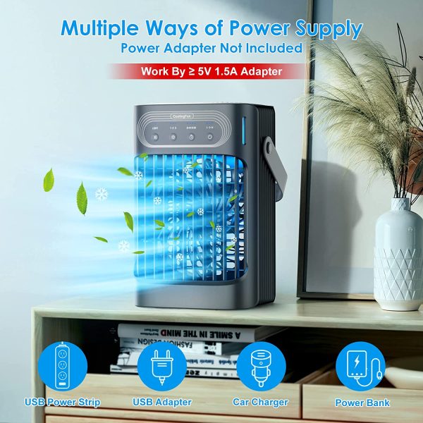 Portable Air Conditioners Cooling Fan – VICELEC Evaporative Mini Air Conditioner Portable with 3 Cool Mist & 3 Speeds, 7 Night Light & 2-8H Timer, Personal Air Cooler for Bedroom Office Camping - Image 4