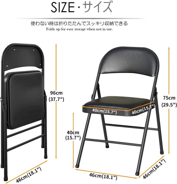 Folding Chairs 2 Pack Vinyl Padded Seat Easy Storage-Stackable Morden Commercial Seat with Powder-Coated Metal Frame Heavy Duty Foldable Chairs for Indoor Office - Image 2